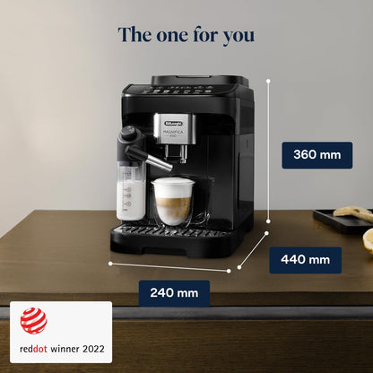 Magnifica Evo ECAM292.81.B,Bean to Cup Coffee and Cappuccino Maker,1450 watts,250g bean container,1.8L water container,Plastic,Black