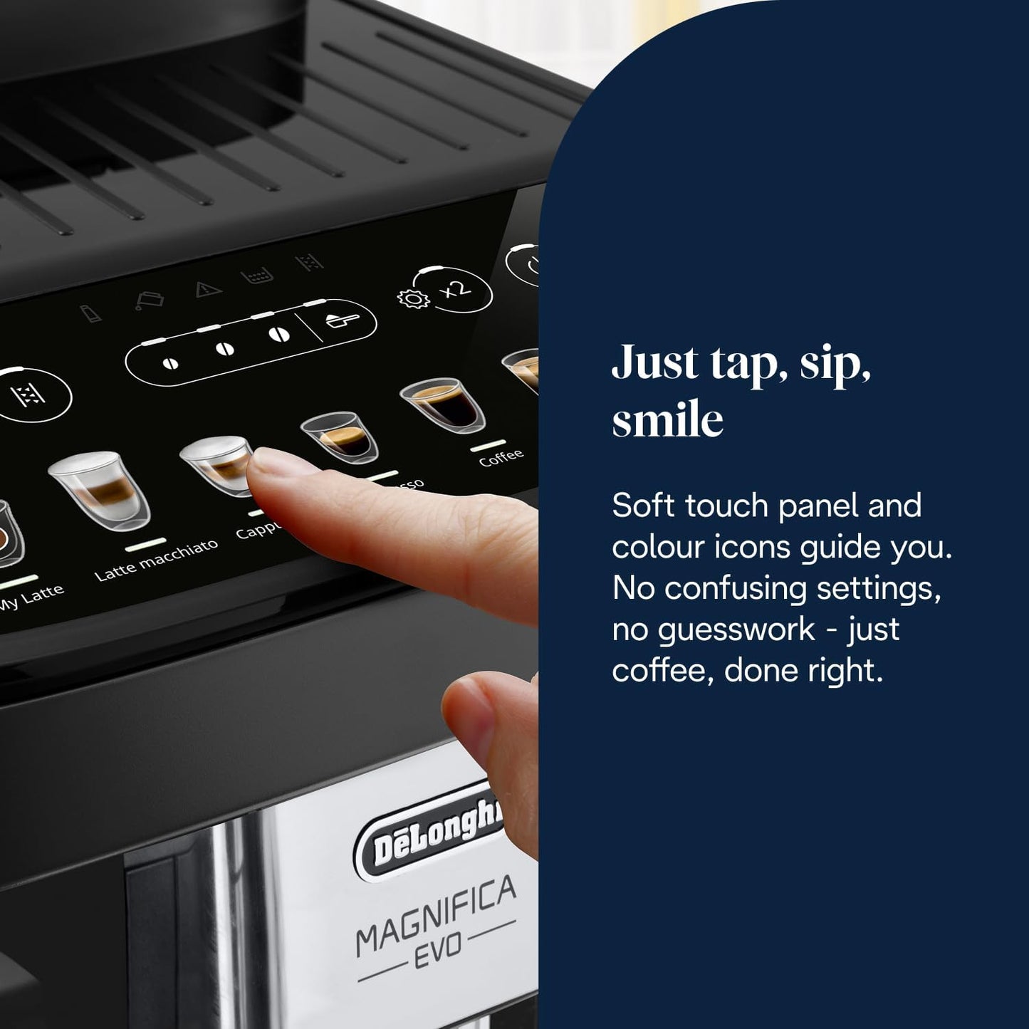 Magnifica Evo ECAM292.81.B,Bean to Cup Coffee and Cappuccino Maker,1450 watts,250g bean container,1.8L water container,Plastic,Black